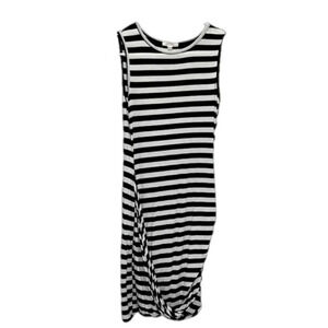 Trina Turk xs dress sleeveless black white striped dress stretchy dress neutral